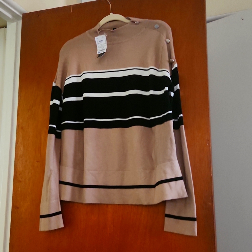 Mock neck button detail  l/s sweater xl